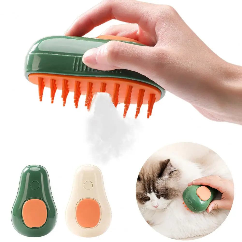 SteamyCat™ Avocado Steam Brush – Self-Cleaning Pet Grooming Comb for Cats & Dogs